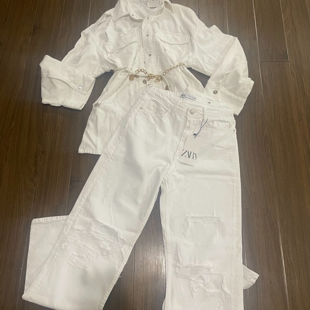Zara two pictures ride jeans pants and jacket